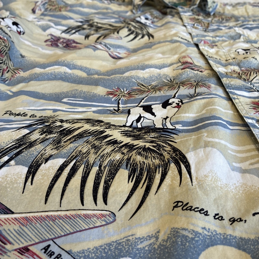 Big Dogs Shirt Mens Large Hawaiian Aloha Novelty Dog Plane Print Short Sleeve - Picture 3 of 9